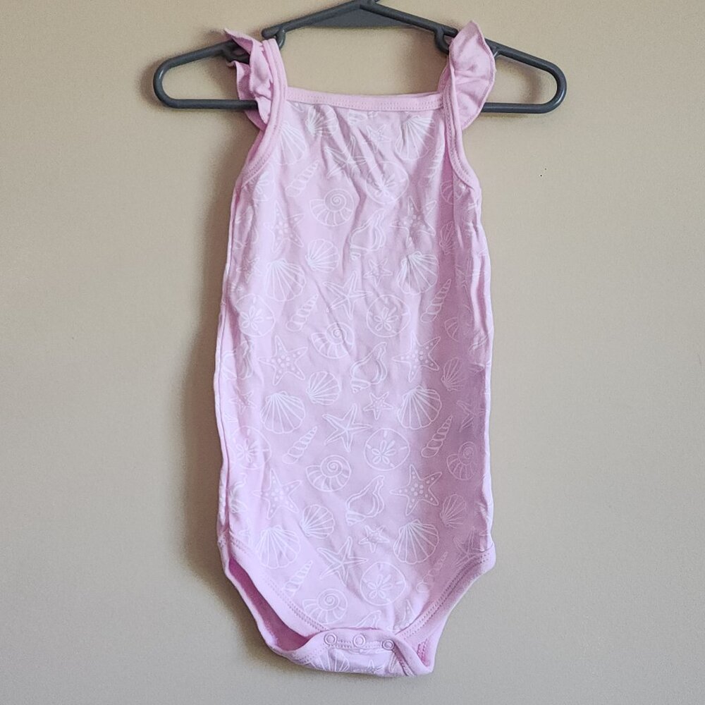 Hudson Baby Sleeveless Bodysuit With Seashells. Size 9-12 Months